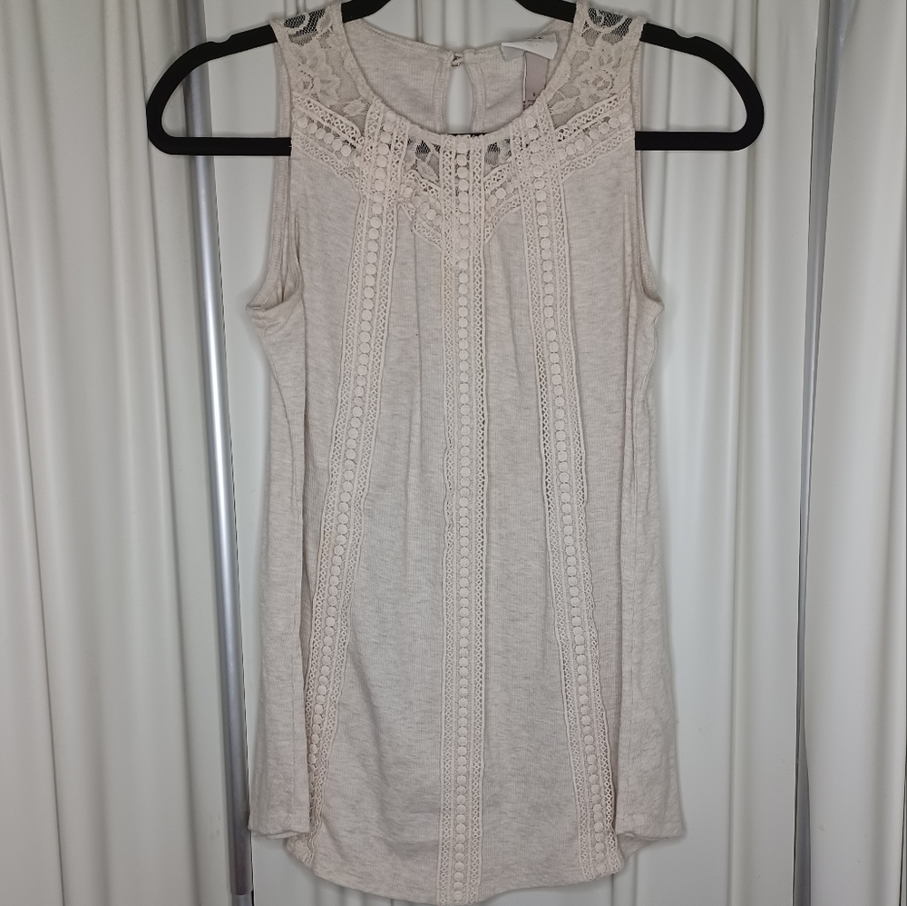 Cream Knox Rose sleeveless tank size S